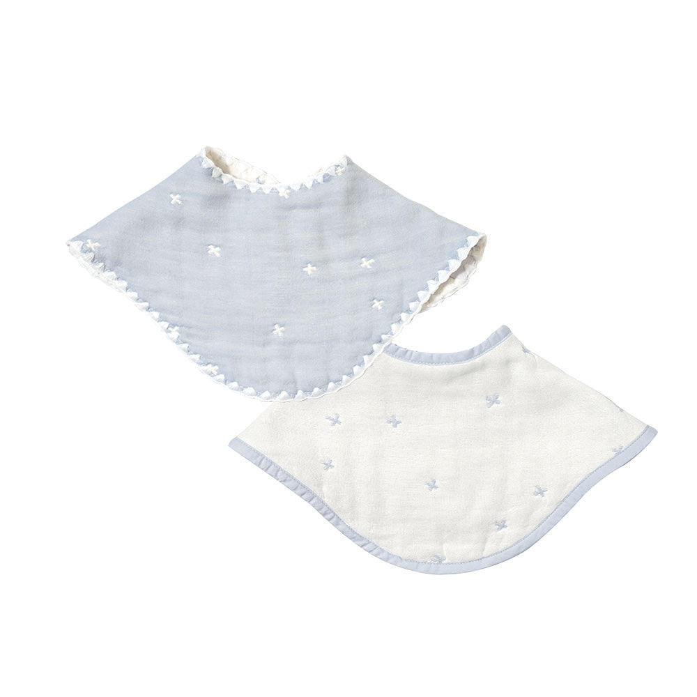 2wayビブ（２枚セット）&HAMICO ベビー歯ブラシ ギフトセット ブルー  / 出産祝い 名入れ刺繍可