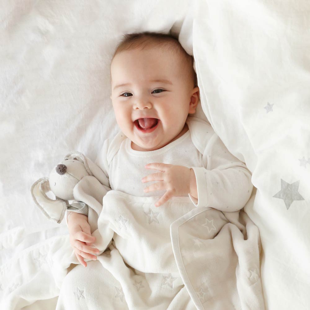 グレー　mini me ベビートイ ふくふくガーゼ(6重ガーゼ)  / 名入れ刺繍可