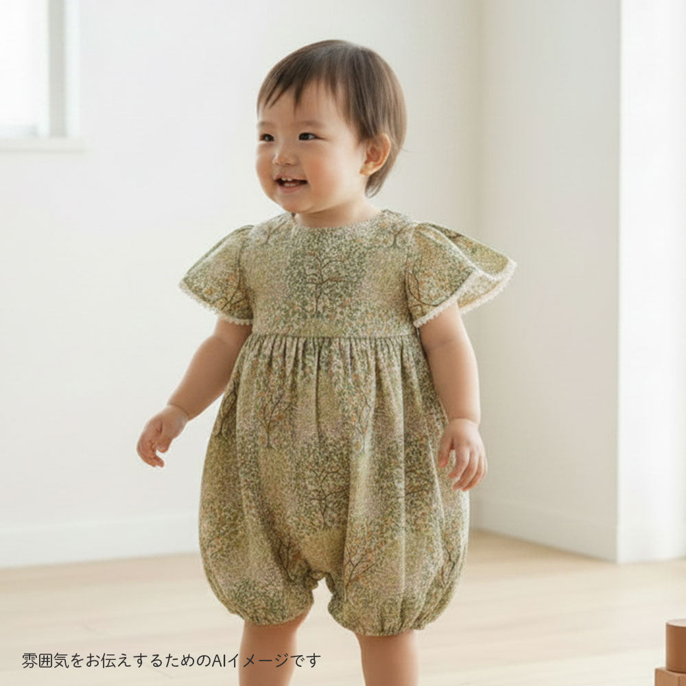 オーガニックコットンリバティロンパース イエロー 70・80cm