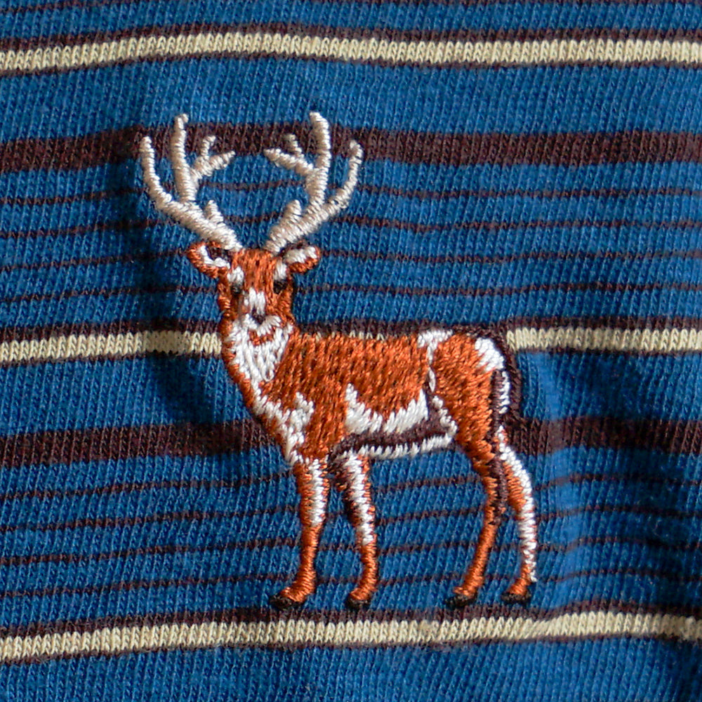 animal長袖ボーダーTシャツ ブルー 80・90・100・110cm