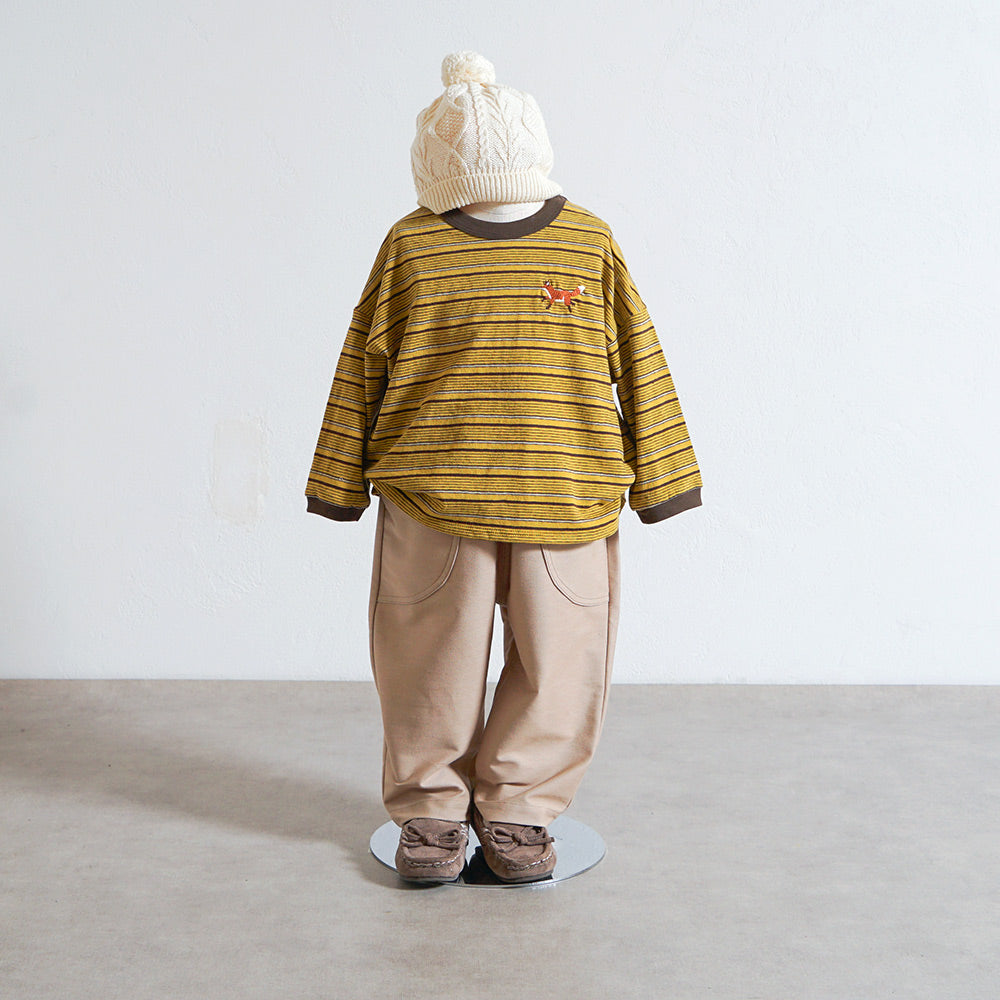 animal長袖ボーダーTシャツ イエロー 80・90・100・110cm