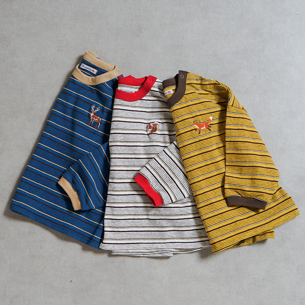 animal長袖ボーダーTシャツ アイボリー 80・90・100・110cm