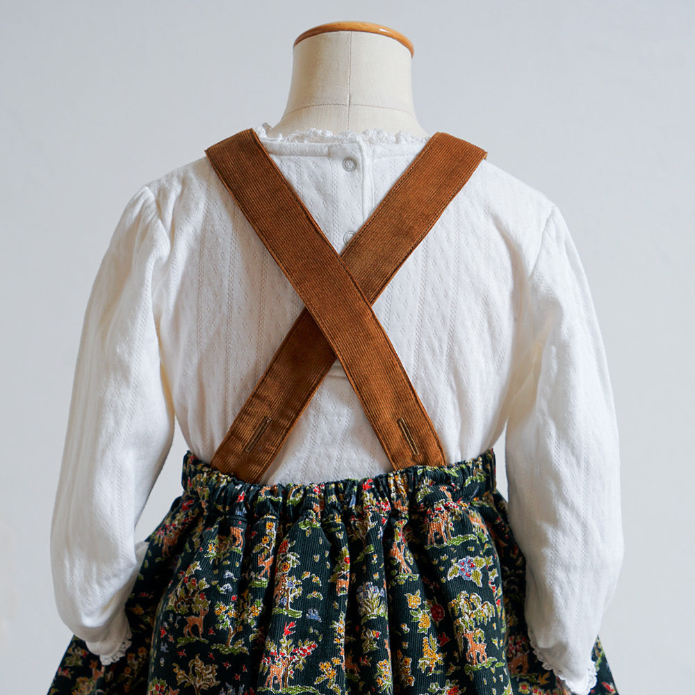 リバティBambiエプロンドレス オリーブ 80・90・100・110cm