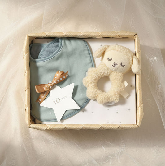 かごギフトM おむつ・スタイ・ラトルセット ブルー