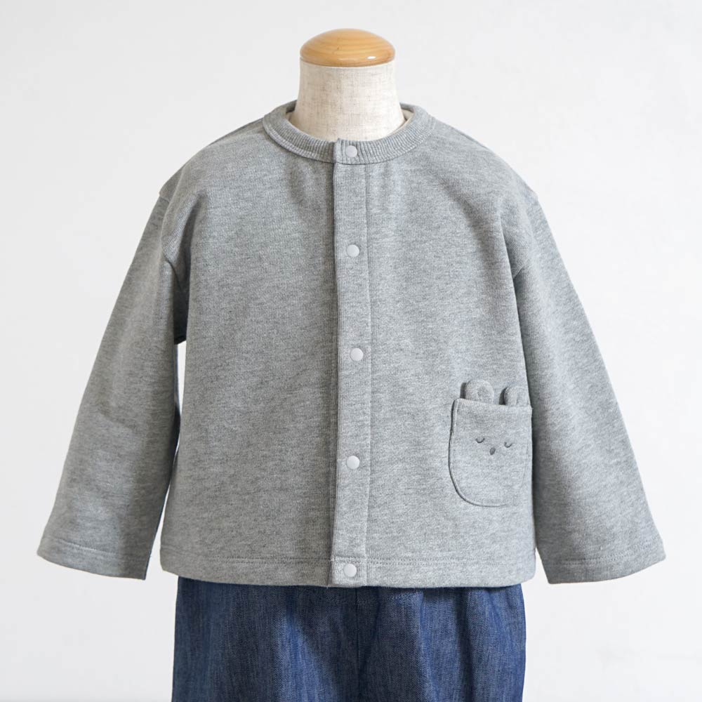 裏毛カーディガン グレー 70-80・80-90・90-100cm