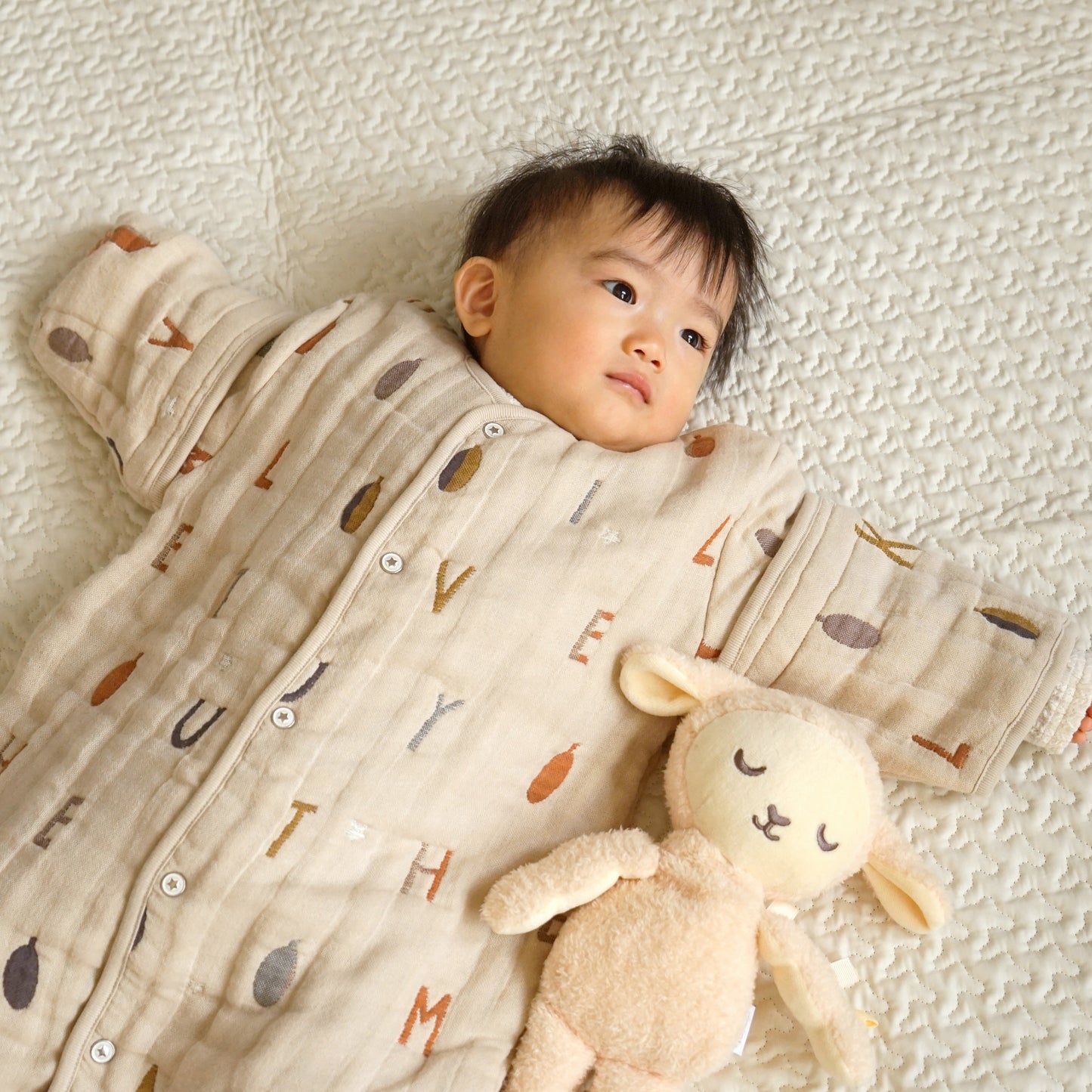 コットンウール6wayスリーパー ベージュ  / 名入れ刺繍可