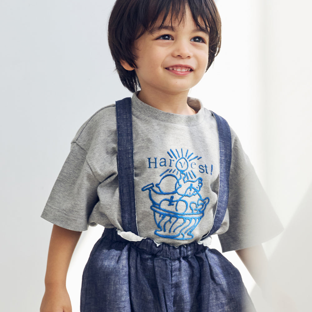 HarvestプリントTシャツ 杢グレー80・90・100cm