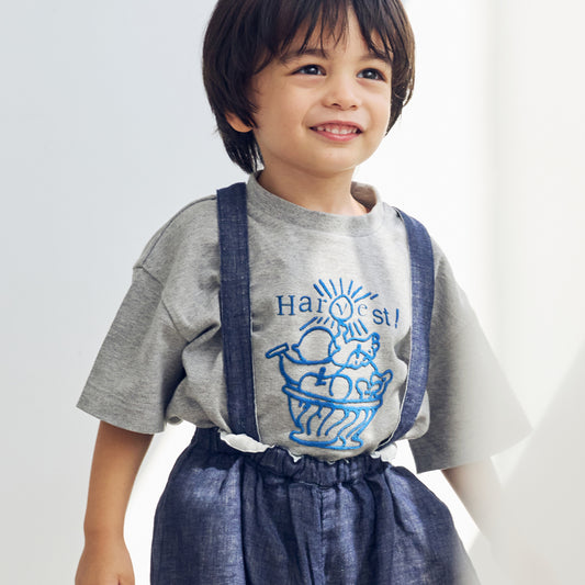 HarvestプリントTシャツ 杢グレー80・90・100cm