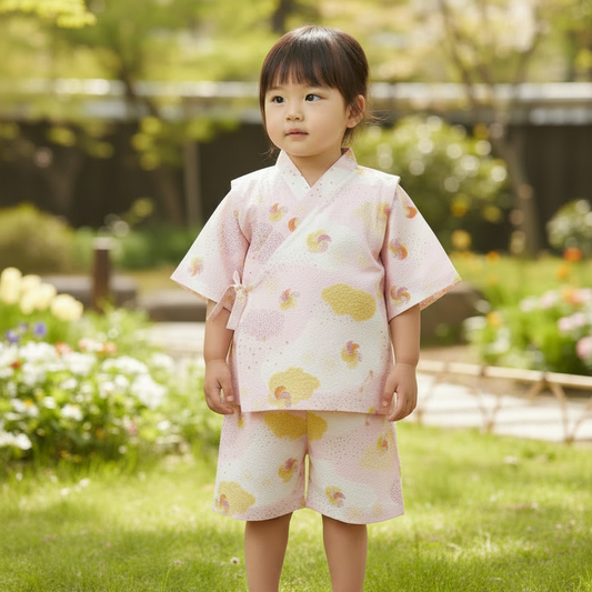 甚平セパレート ピンク／nadeshiko_撫子 80-90cm・90-100cm