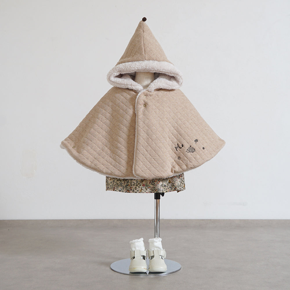 とんがり帽子リバーシブルマント ベージュ(新生児-100cm)