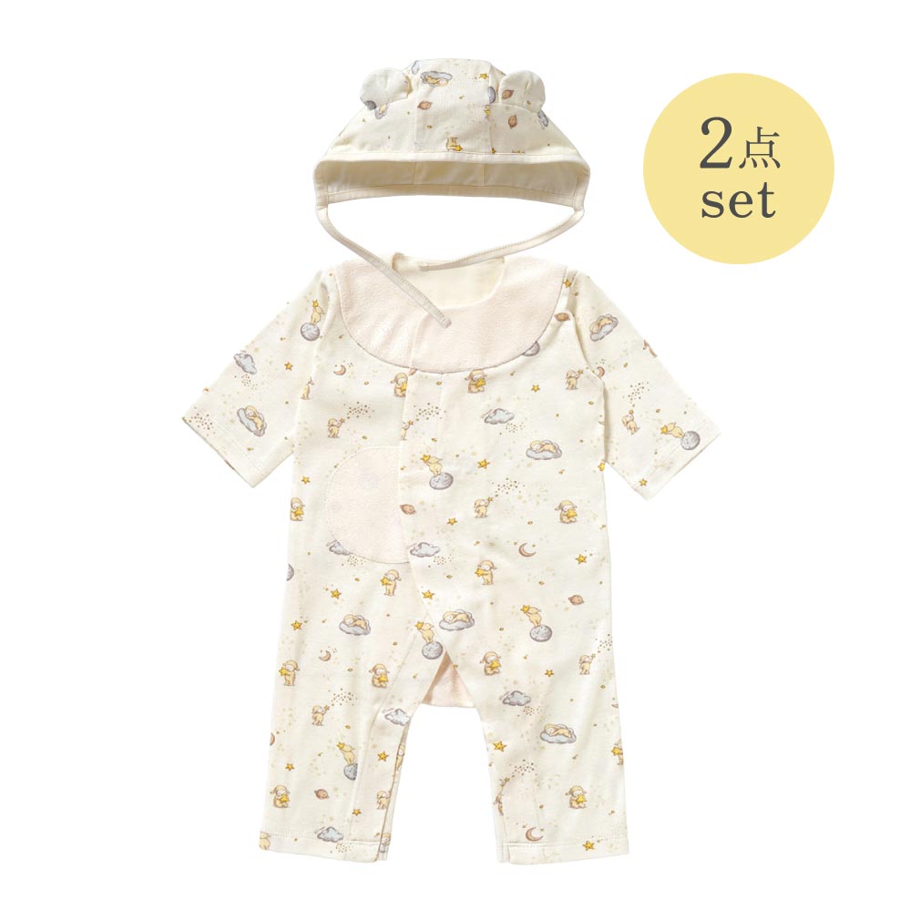 &Star PATTO SATTO ROMPERS&ボンネットセット アイボリー 50-60・60-70cm