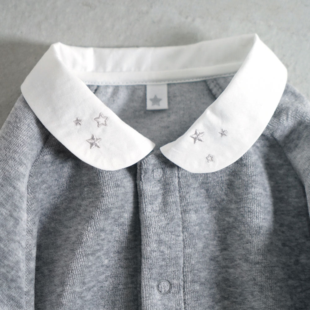star刺繍襟ベロア2wayドレス(2wayオール) グレー 50-70cm – 10mois