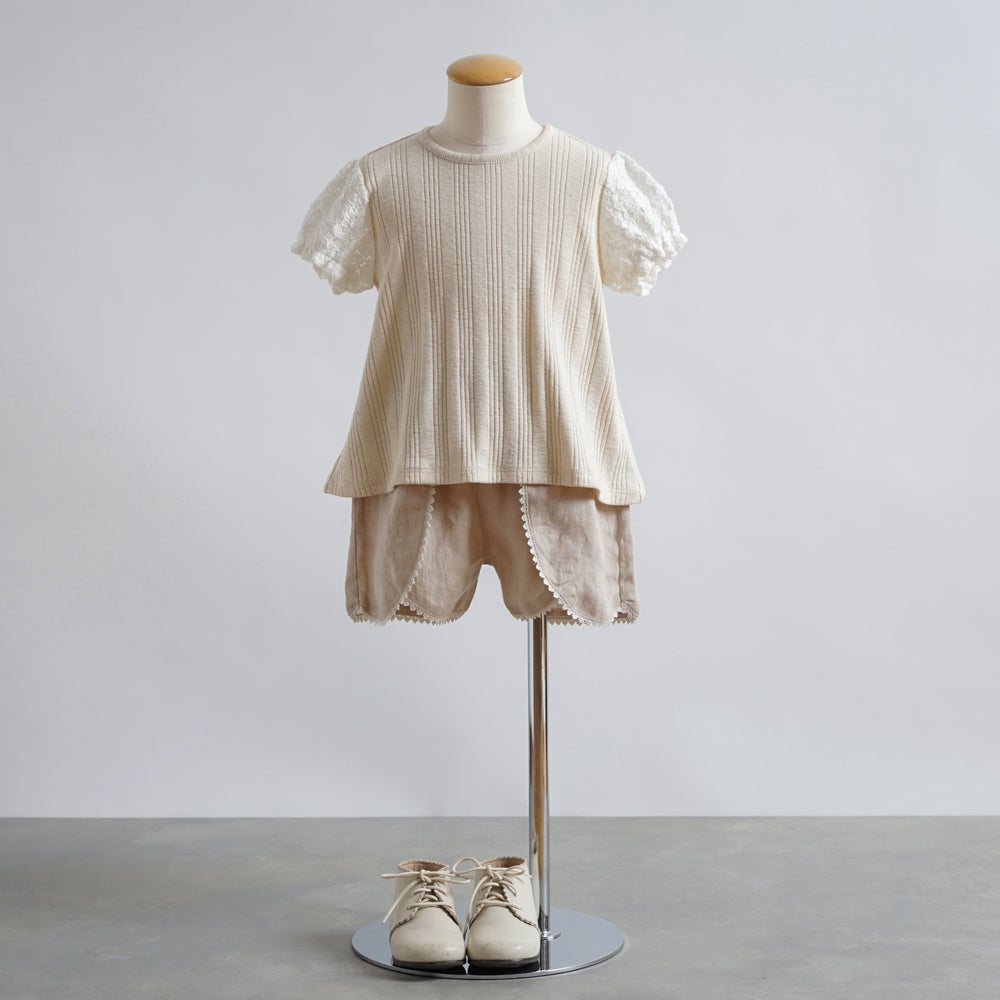 リネン花びら ショートパンツ ベージュ 100cm