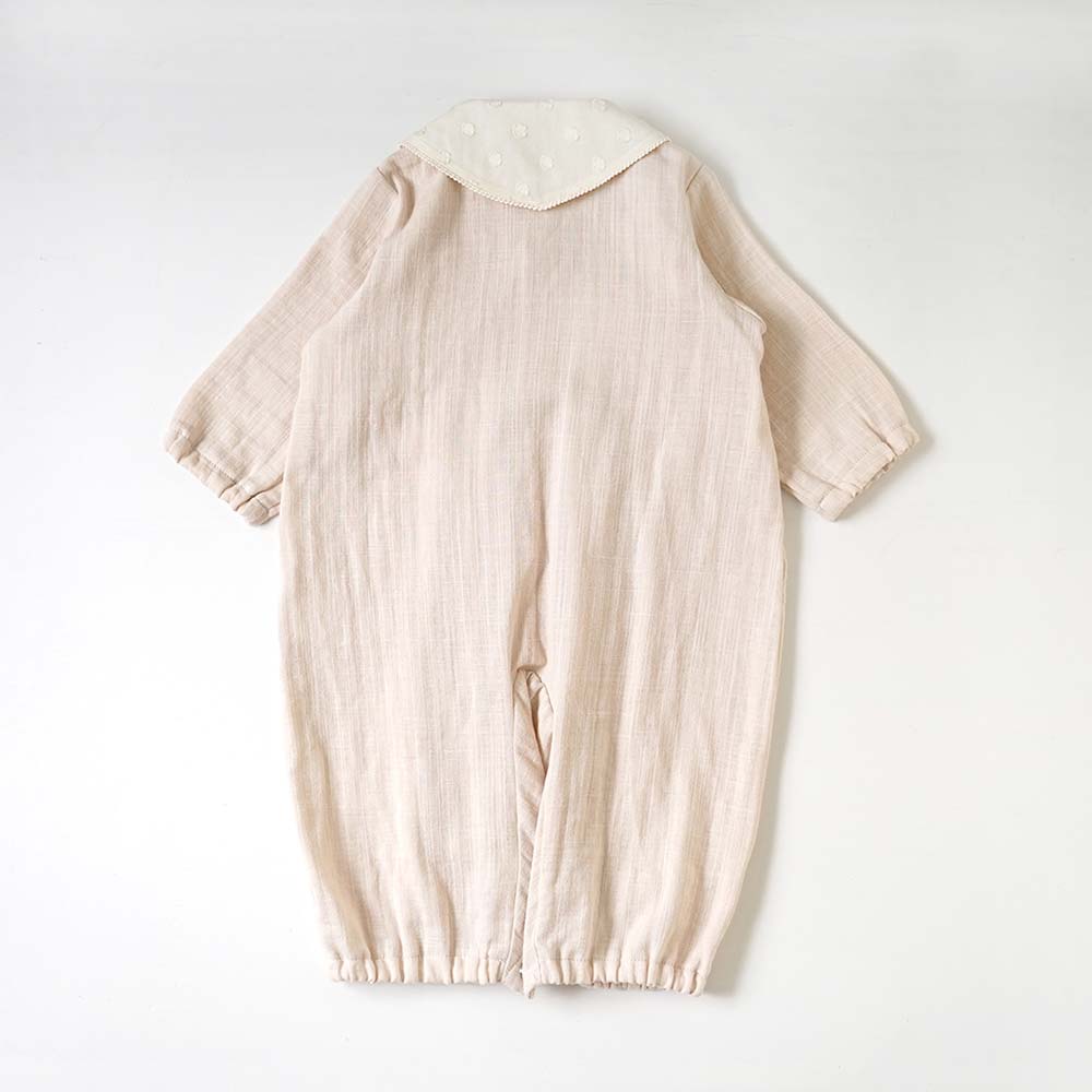 Wガーゼ丸衿2wayドレス(2wayオール) ペールピンク　50-70cm