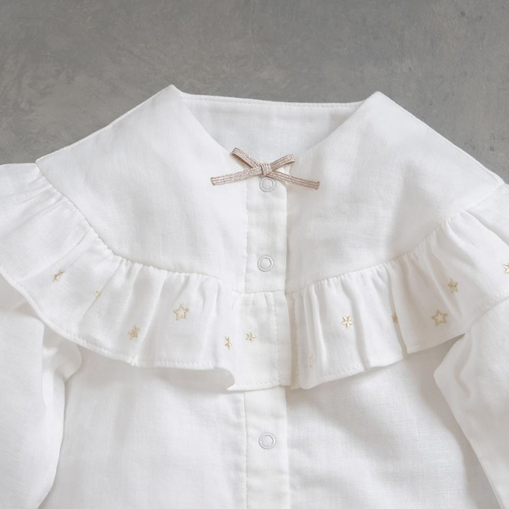 star刺繍フリルWガーゼ2wayドレス(2wayオール)　ホワイト　50-70cm