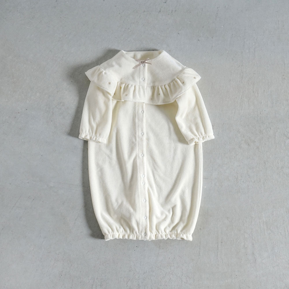 star刺繍フリルベロア2wayドレス(2wayオール)　ホワイト　50-70cm