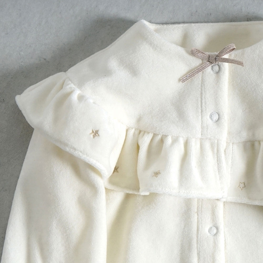 star刺繍フリルベロア2wayドレス(2wayオール)　ホワイト　50-70cm