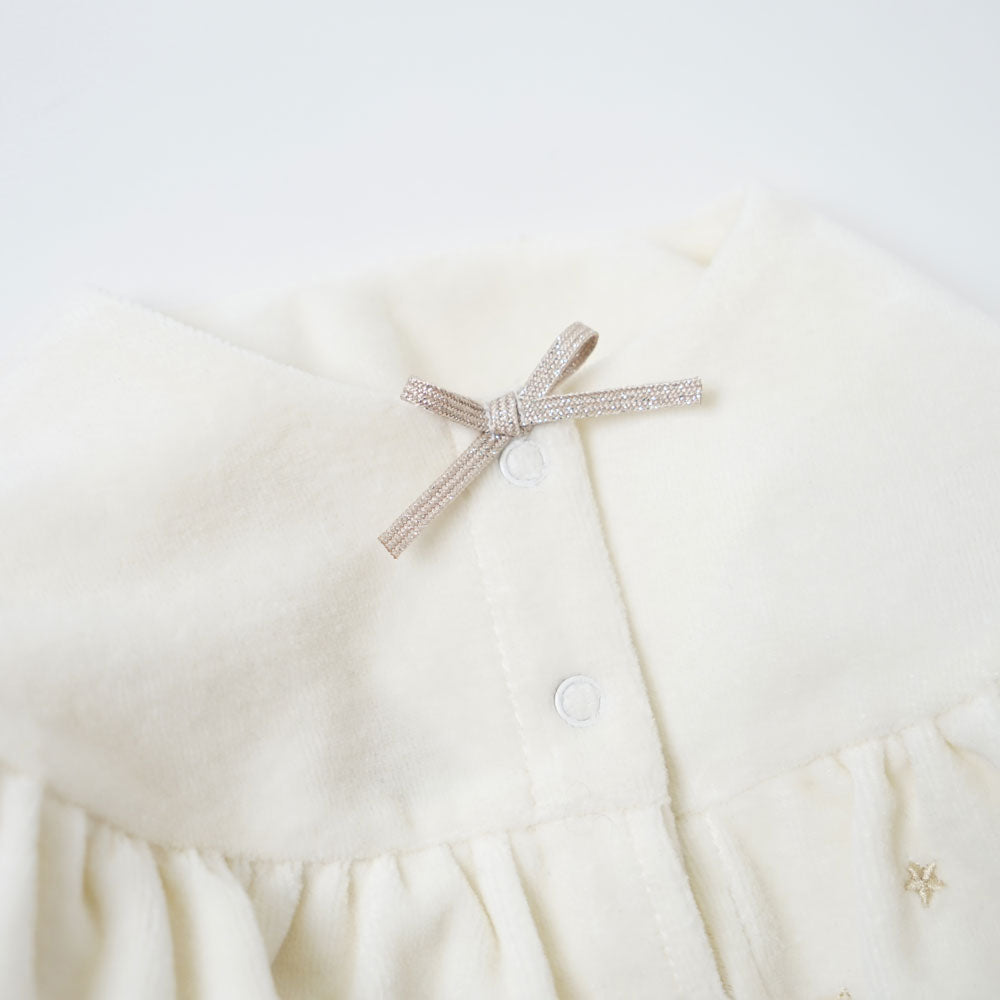 star刺繍フリルベロア　2wayドレス　ホワイト　50-70cm / ツーウェイオール