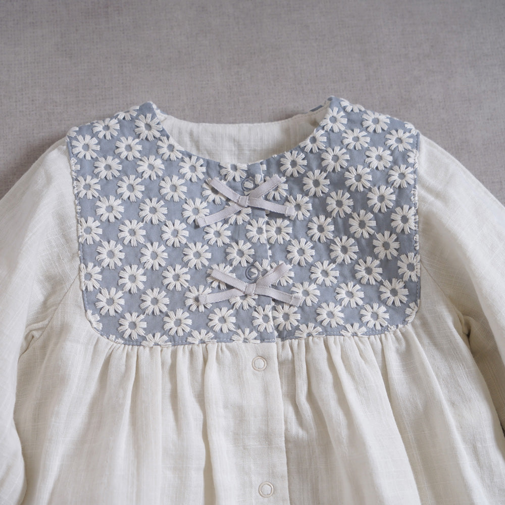 flower刺繍ヨーク2wayドレス ライトグレー 50-70cm
