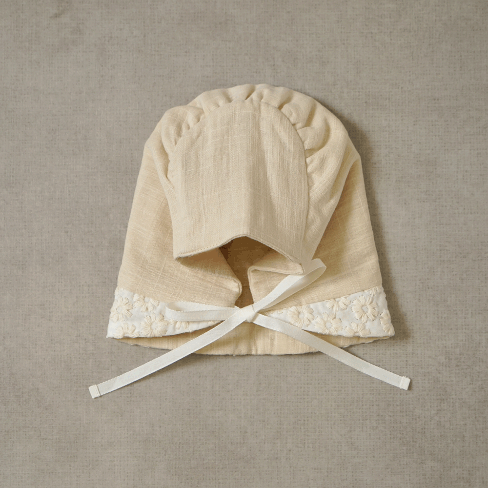 flower刺繍 ボンネット クリーム 42-44cm