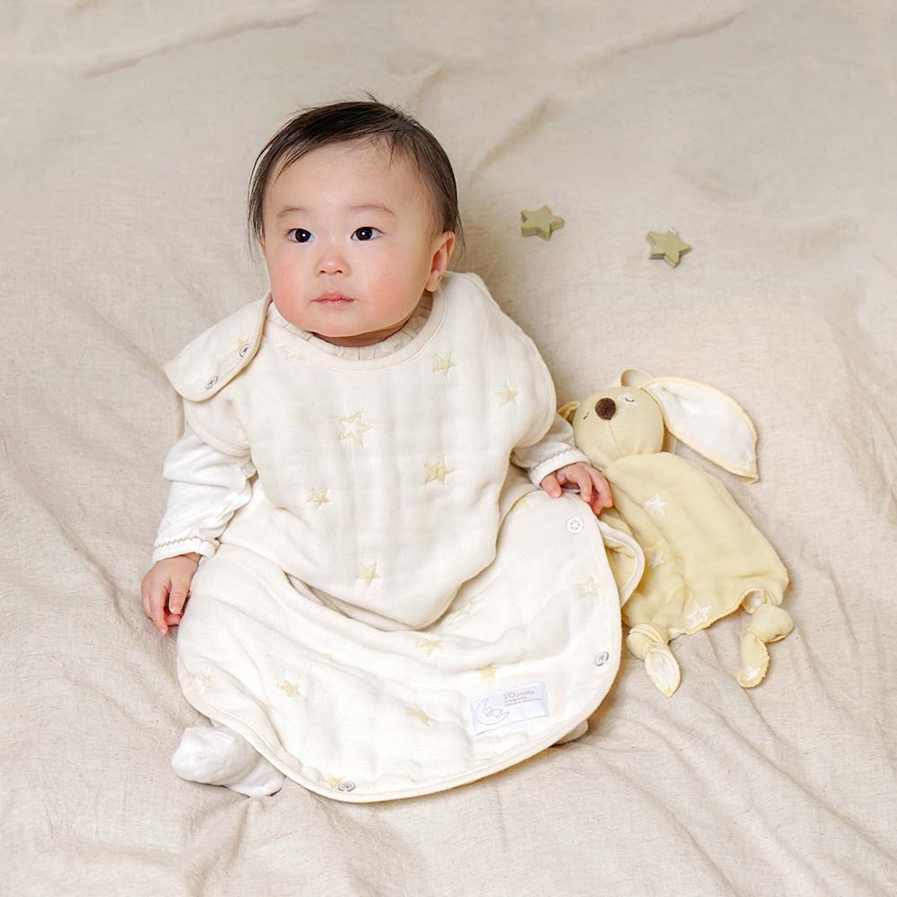 日本製 ガーゼ 新生児 1歳 ふくふくガーゼ(6重ガーゼ)　スリーパー　ホワイト(ベビーサイズ) 