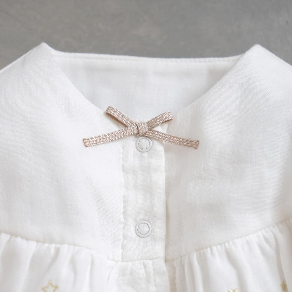 star刺繍フリルWガーゼ2wayドレス(2wayオール)　ホワイト　50-70cm