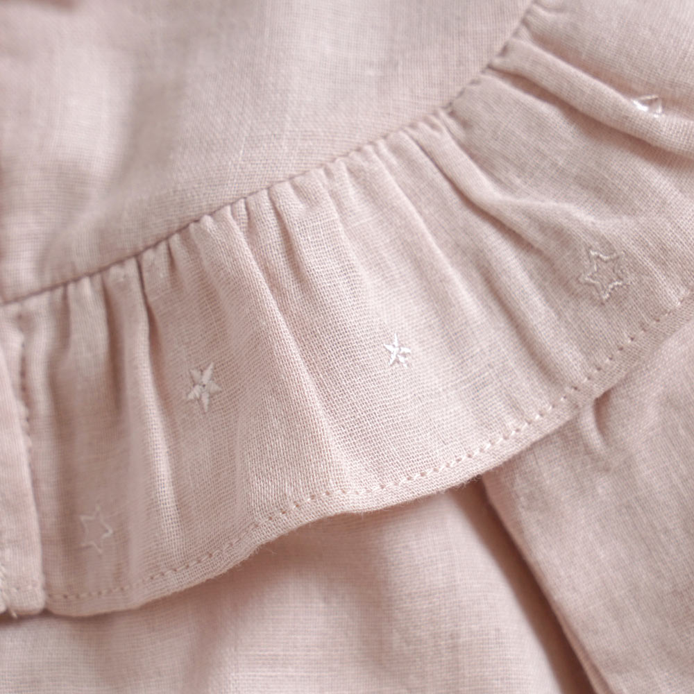star刺繍フリルWガーゼ2wayドレス(2wayオール)　ピンク　50-70cm