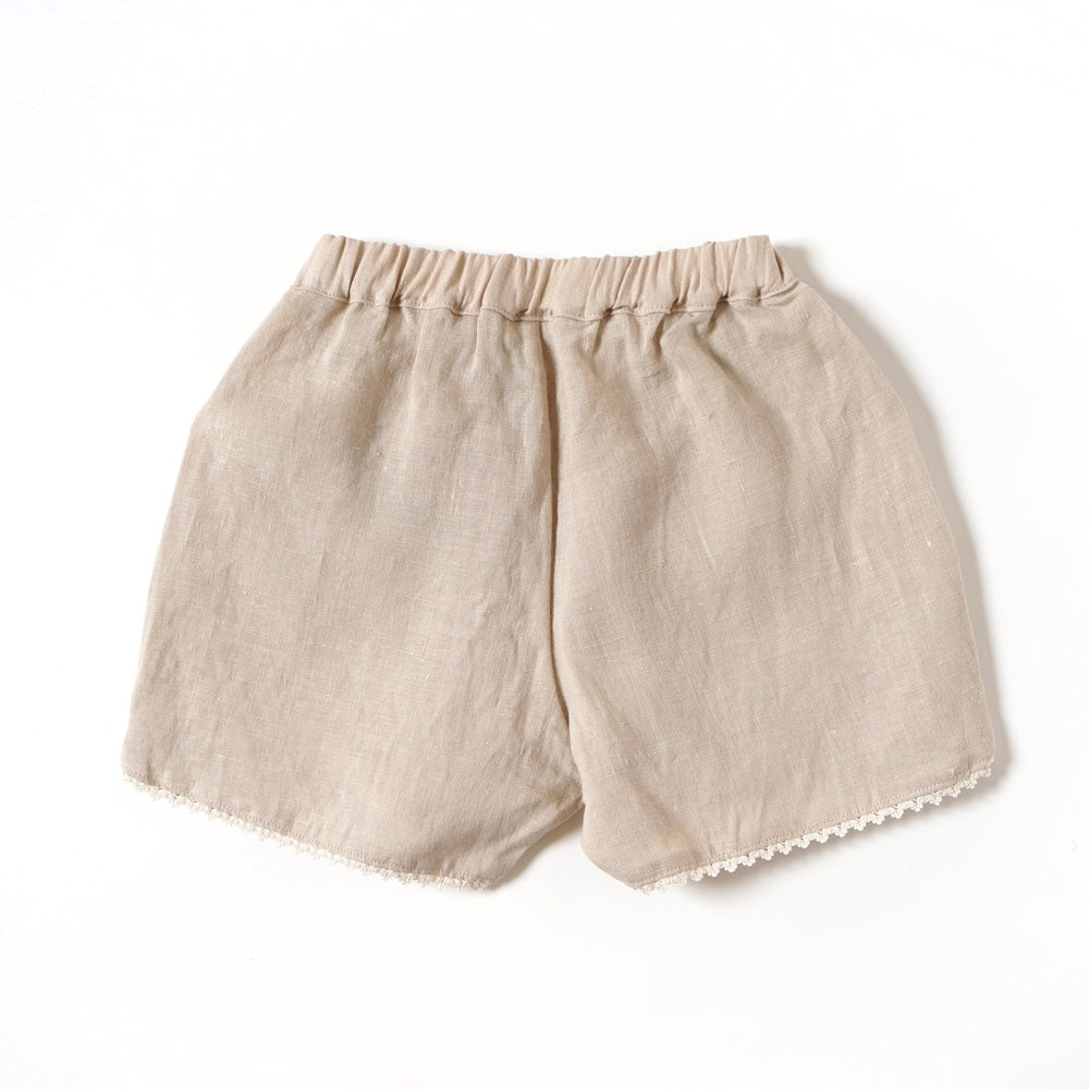 リネン花びら ショートパンツ ベージュ 100cm