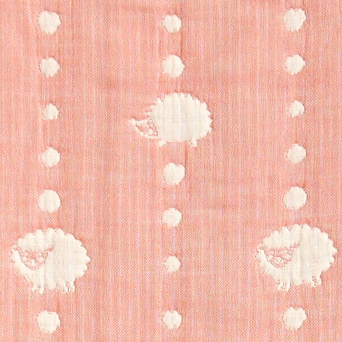 サーモンピンク　スリーパー ベビーサイズ　ふくふくガーゼ(6重ガーゼ)　/ 名入れ刺繍可