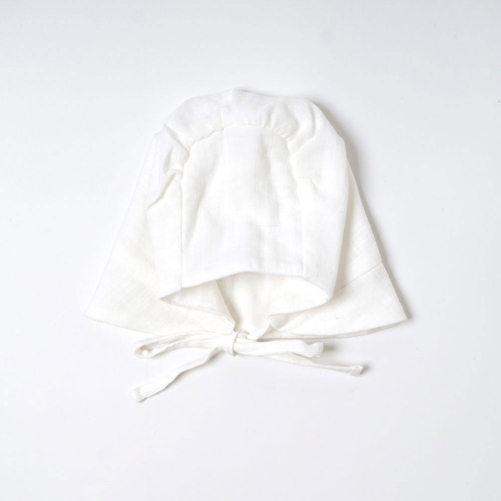 フリルガーゼ2wayドレス(2wayオール)　ボンネット付き　ホワイト　50-70cm