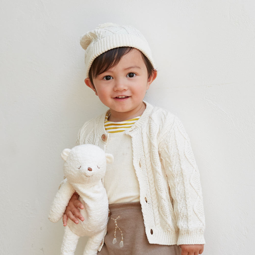 アランニットキャップ　ブルー 頭囲49～54cm