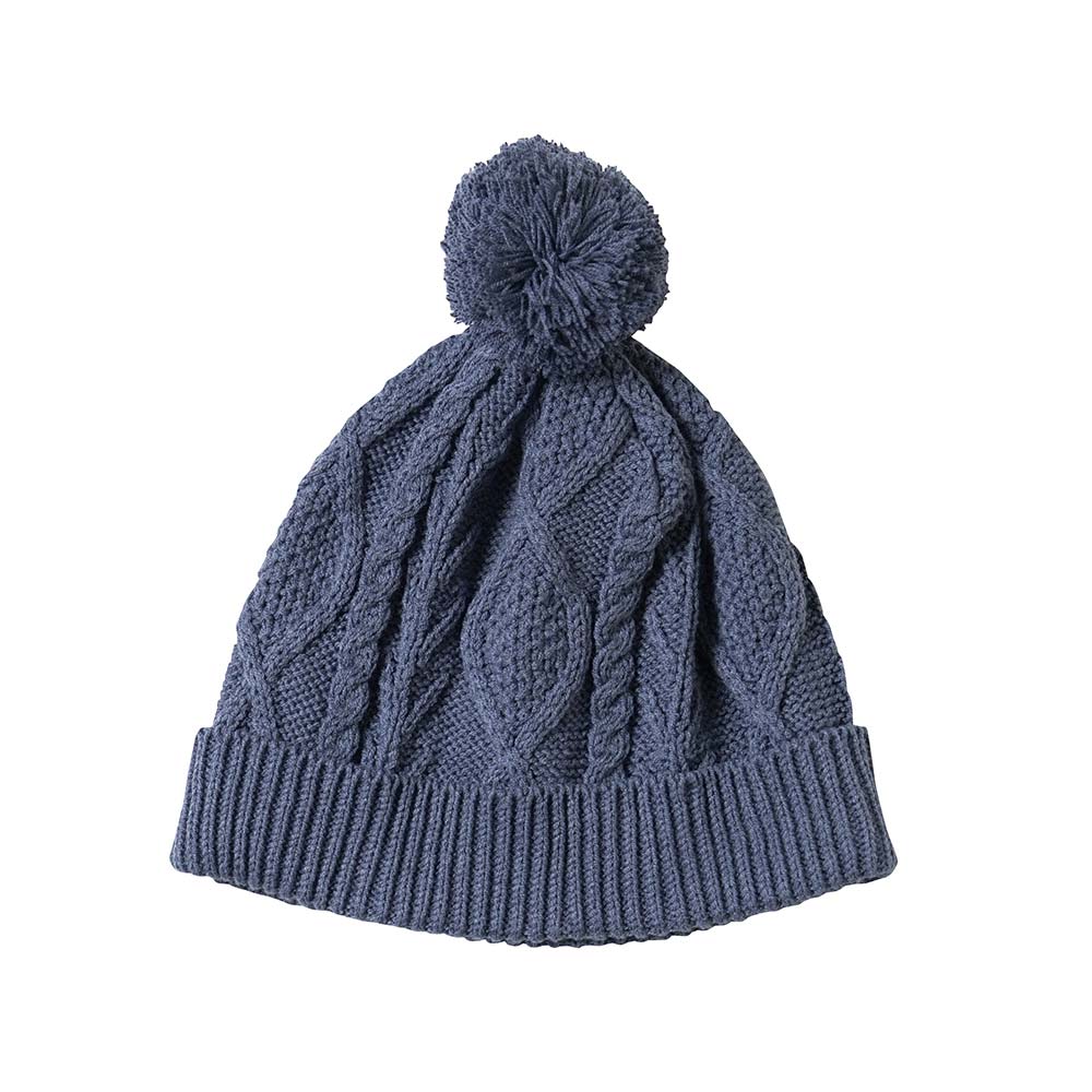 アランニットキャップ　ブルー 頭囲49～54cm