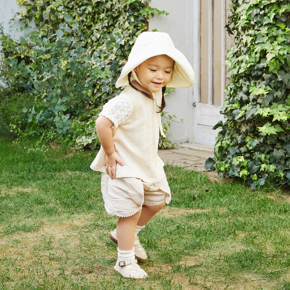 リネン花びら ショートパンツ ベージュ 100cm